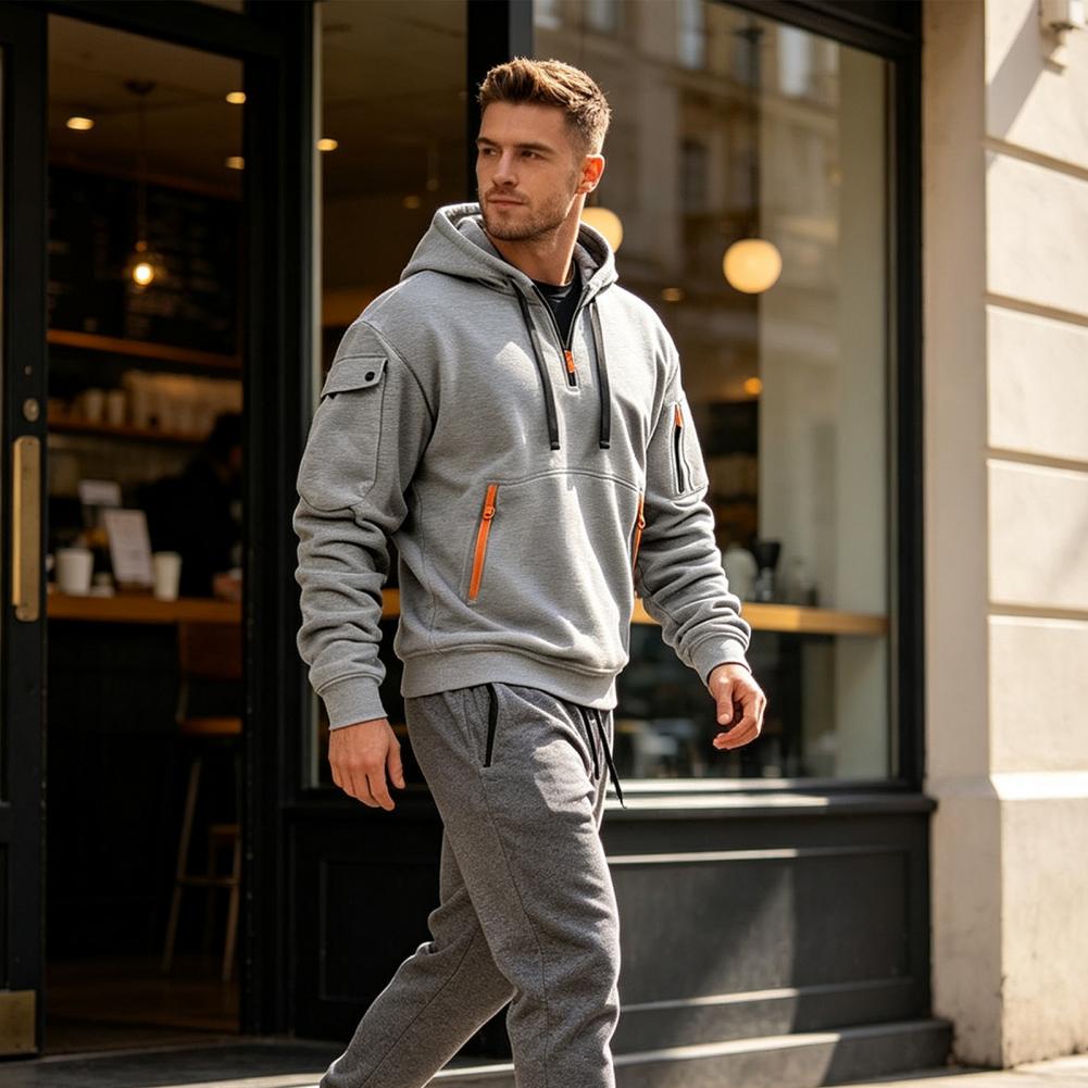 Jogger Sweatpants Men - 2点セット メンズ カジュアルトラックスーツ クォータージップフーディーとジョガースウェットパンツ ジョギング、ジム、普段着に最適な快適なスウェットスーツセット