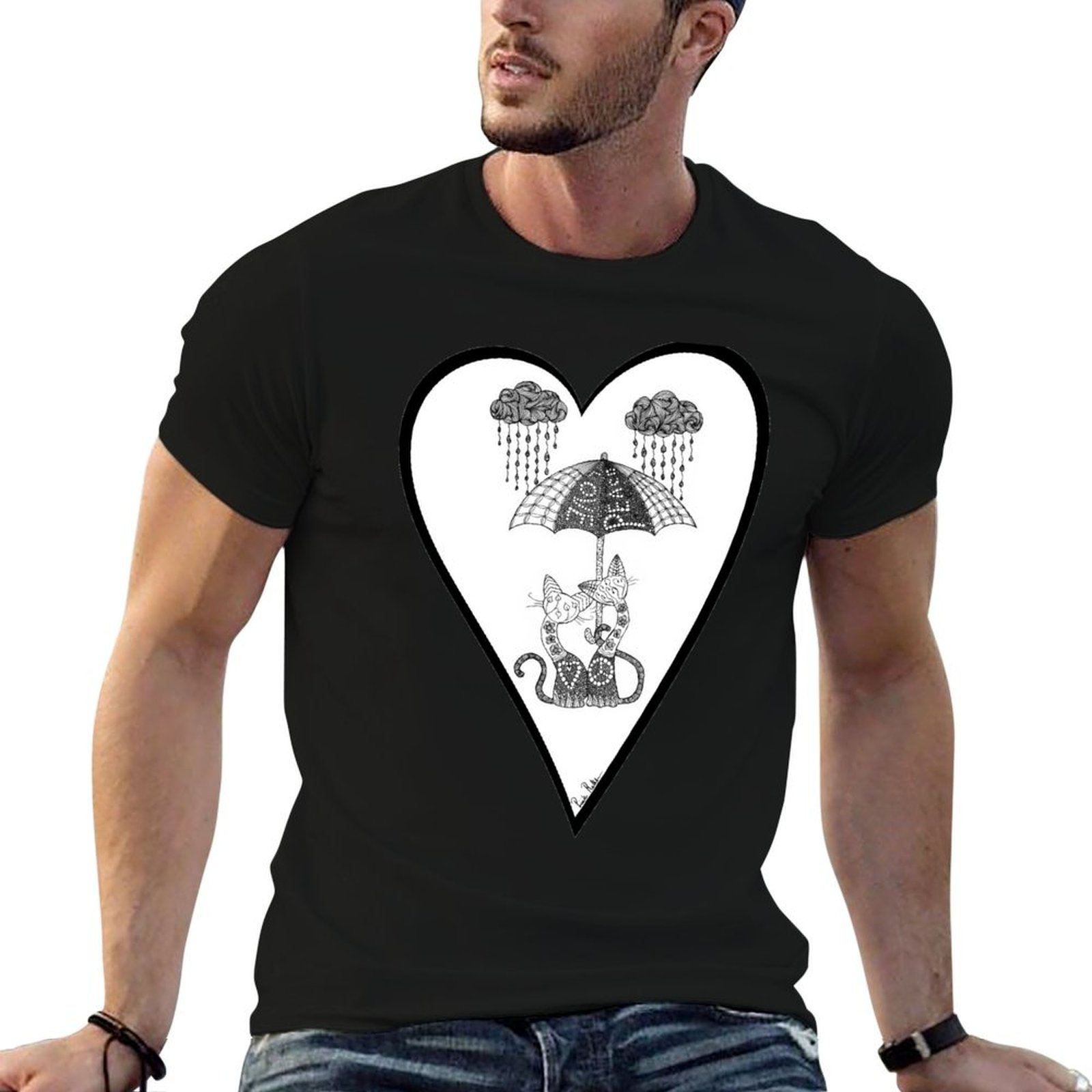 Men'S Fashion Umbrella - 傘の下のシアトル・キティーズ ゼンドゥードル Tシャツ ファッション シンプル カジュアル
