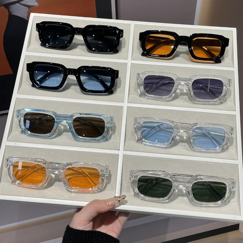 Men'S Fashion Glasses - 新作人気 スクエアスモールフレーム レトロファッションサングラス カジュアル日焼け止めメガネ UV400 男女兼用