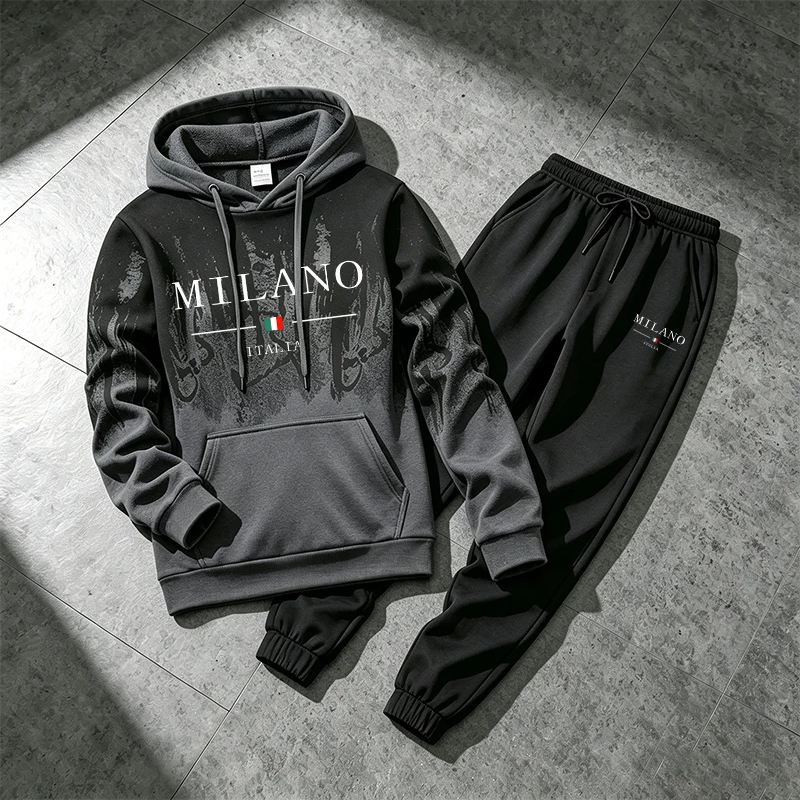 Jogger Sweatpants Men - 2026年新作 メンズトラックスーツ パーカー＆スウェットパンツ イタリアファッション スポーツウェア 2点セット
