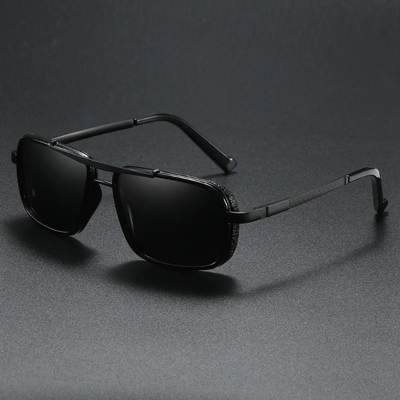 Men'S Fashion Glasses - 高級長方形メンズサングラス レトロメタルスチームパンクサングラス 男性用クラシックアウトドアドライビングシェード 夏用UV400メガネ