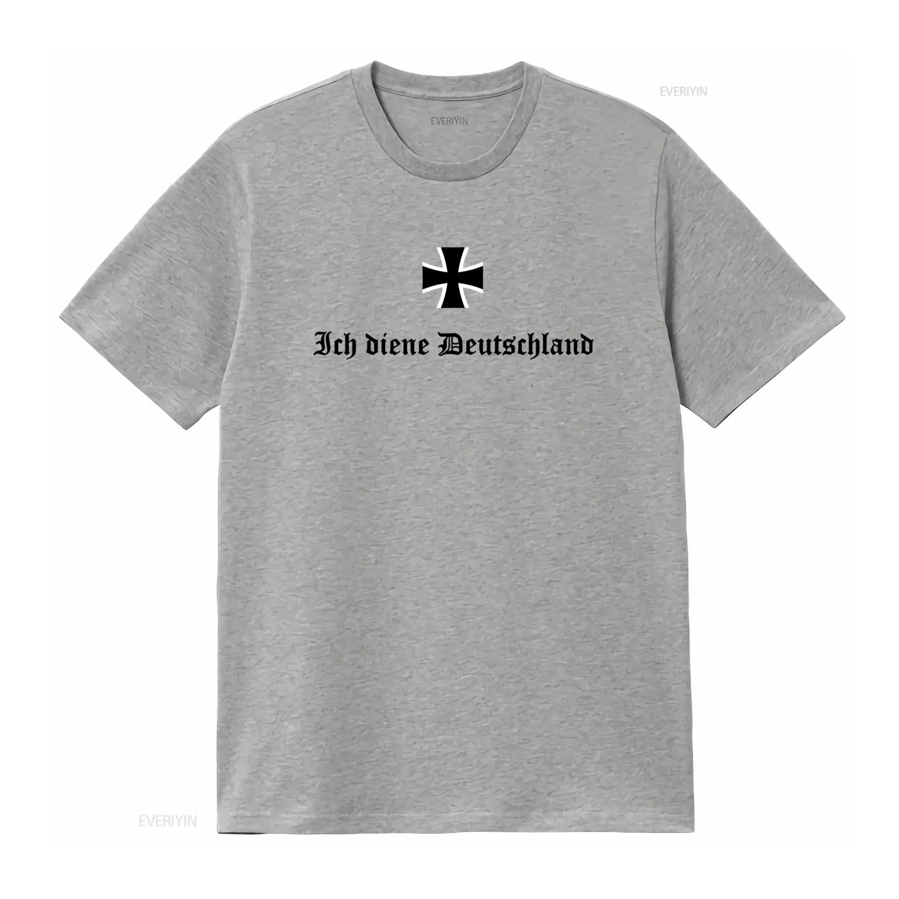 Military Shirt Men - スタイリッシュな「I Serve Germany」スローガン付き連邦軍クロスTシャツ 4119 ヴィンテージ ウォッシュドデザイナー服