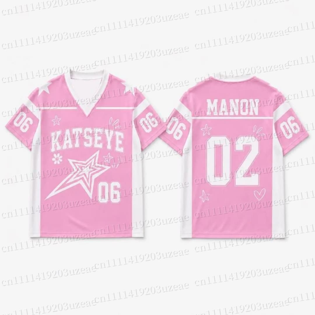 Men'S Fashion Aesthetics - KATSEYE ピンクスターグラフィックTシャツ Kpopコンサート衣装 ユニセックスジャージー メンズ レディース