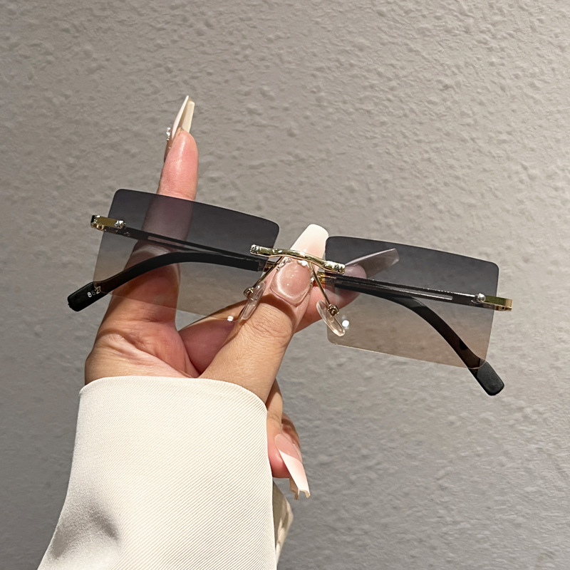 Men'S Fashion Glasses - ファッショナブルなリムレス長方形サングラス、人気の男女兼用サングラス、小さな正方形サングラス、女性男性用夏の旅行用メガネ
