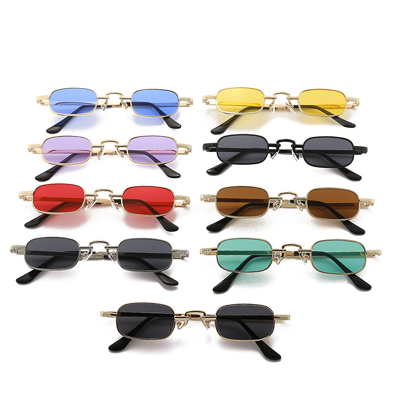 Men'S Fashion Glasses - 新しいスモールフレームスクエアサングラス、トレンディでカラフルな男女兼用メタルサングラス、夏のファッションストリートフォトグラフィーグラス