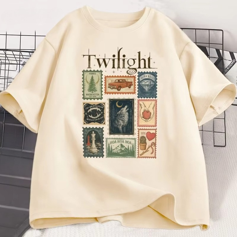Men'S Fashion Aesthetics - ヴィンテージトワイライトフォークス Tシャツブックラバーコットン男性女性 Tシャツユニセックス服夏美的高品質 Tシャツトップス