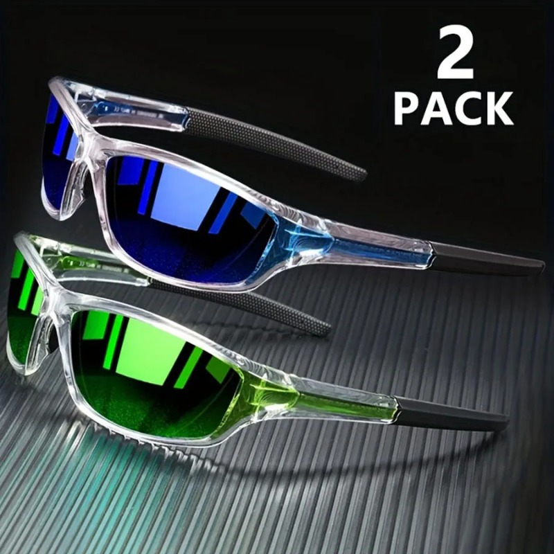 Men'S Fashion Glasses - 1/2個入り メンズスポーツサングラス 軽量 ナイトビジョン 男性用サングラス サイクリング