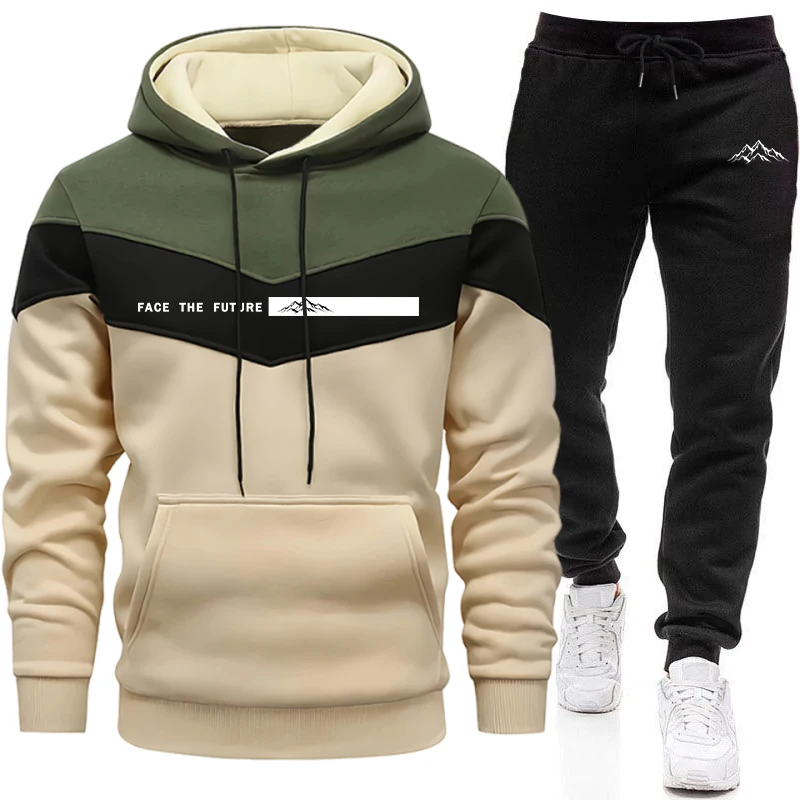 Mens Fashion Suits - メンズトラックスーツ ファッション カジュアル フード付きスウェットシャツ アウトドア スポーツ