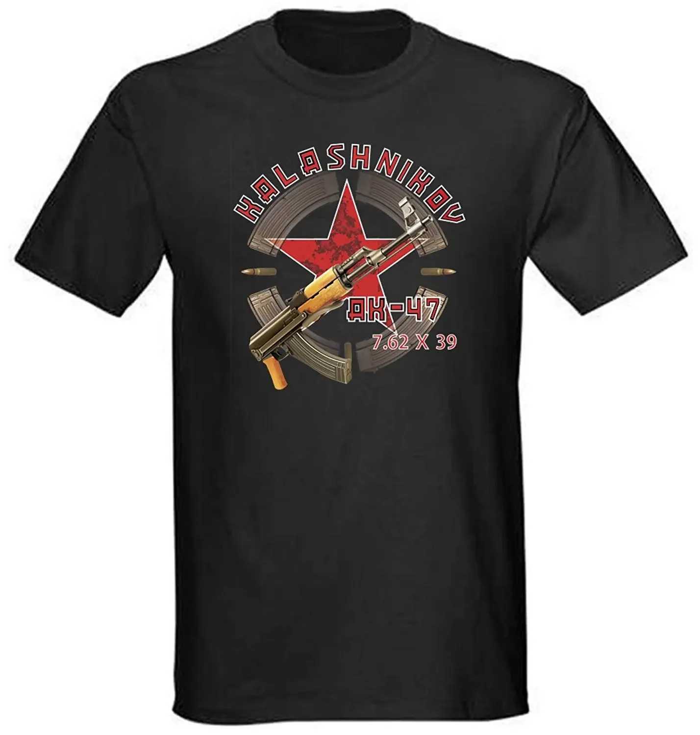 Military Shirt Men - 新しいブランド格安セール 100% コットン新しいメンズブラックミリタリーロシア Tシャツ AK-47 カラシニコフ