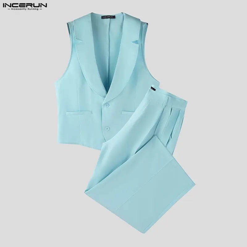 INCERUN メンズセットアップ 無地 Vネック ノースリ - Mens Fashion Suits のレビューと価格