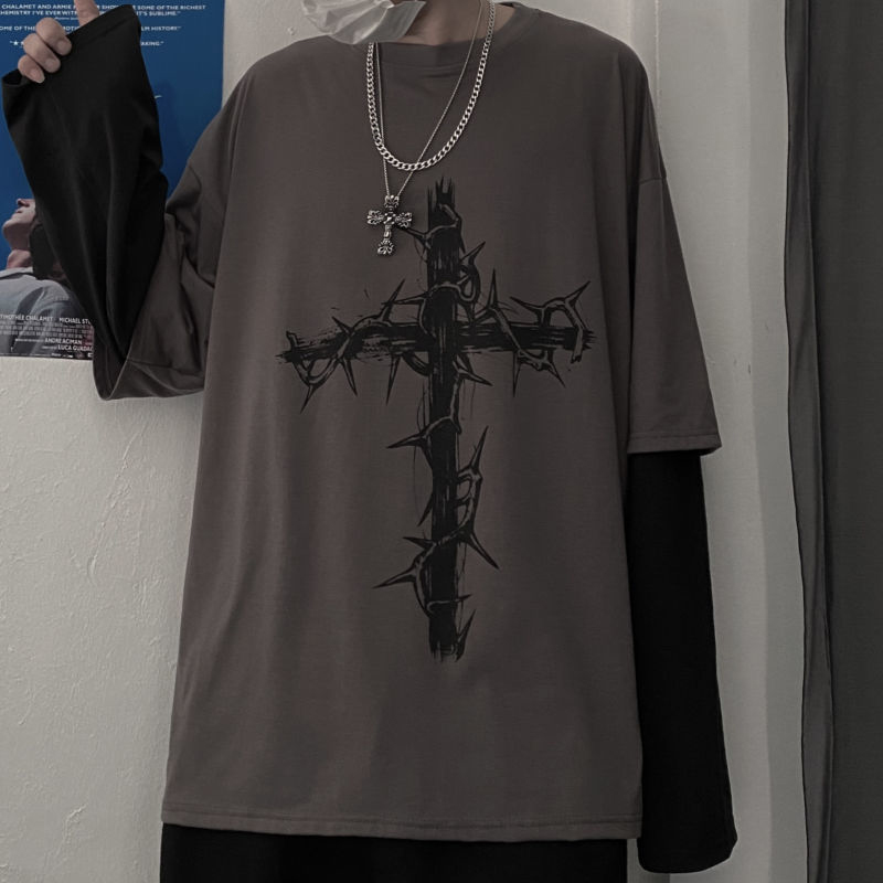 グランジ服女性長袖エモ Tシャツカジュアル原宿男性美的祈りゴ - Men'S Fashion Aesthetics のレビューと価格