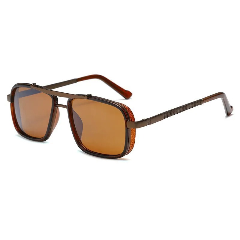 高級長方形メンズサングラス レトロメタルスチームパンクサング - Men'S Fashion Glasses のレビューと価格