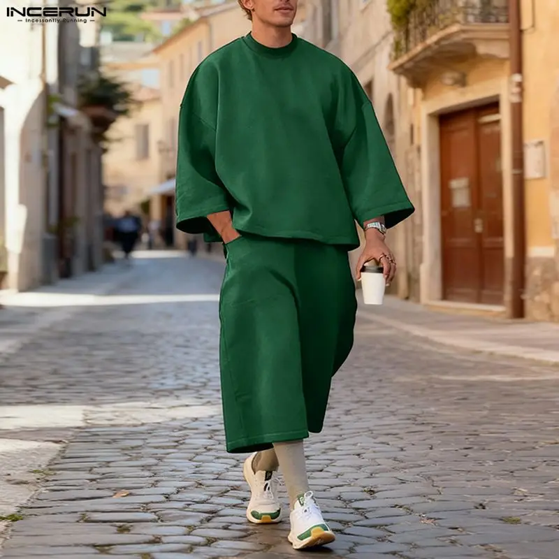 INCERUN メンズセット ソリッドカラー バギー 3/4 - Mens Fashion Suits のレビューと価格