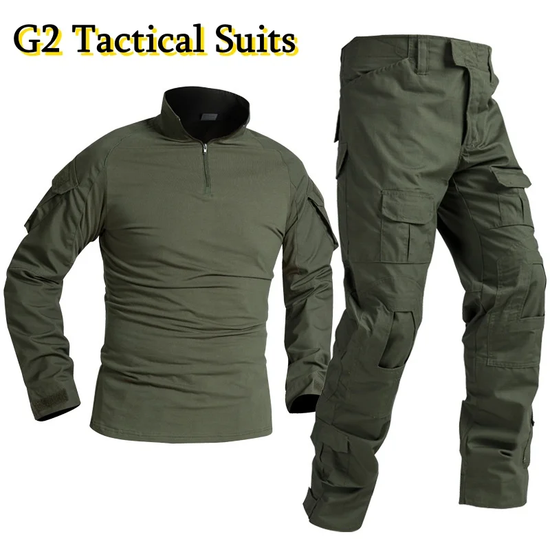 2ピース戦術ユニフォームセット ミリタリーアウトドア迷彩スー - Military Shirt Men のレビューと価格
