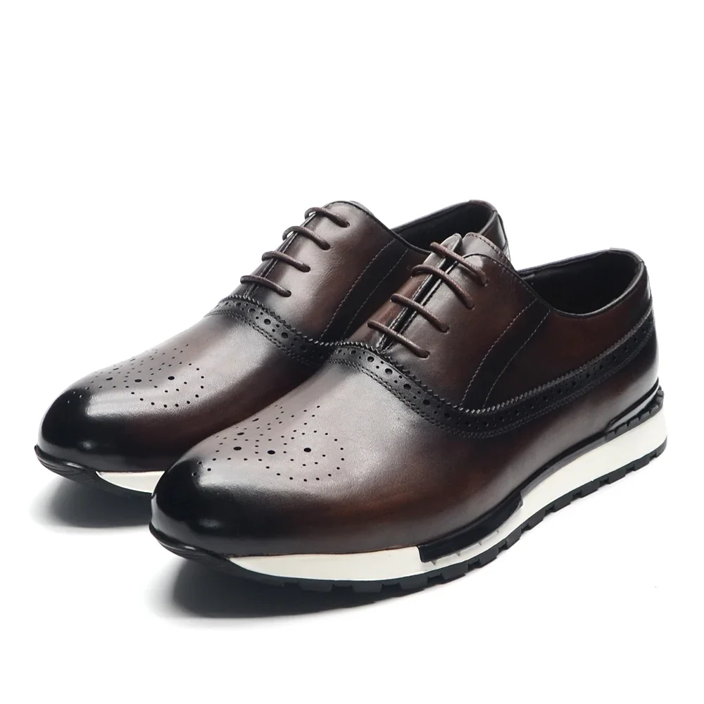 10 色手作り本革オックスフォードスニーカーシューズ男性用レ - Oxford Shoes Brogue のレビューと価格