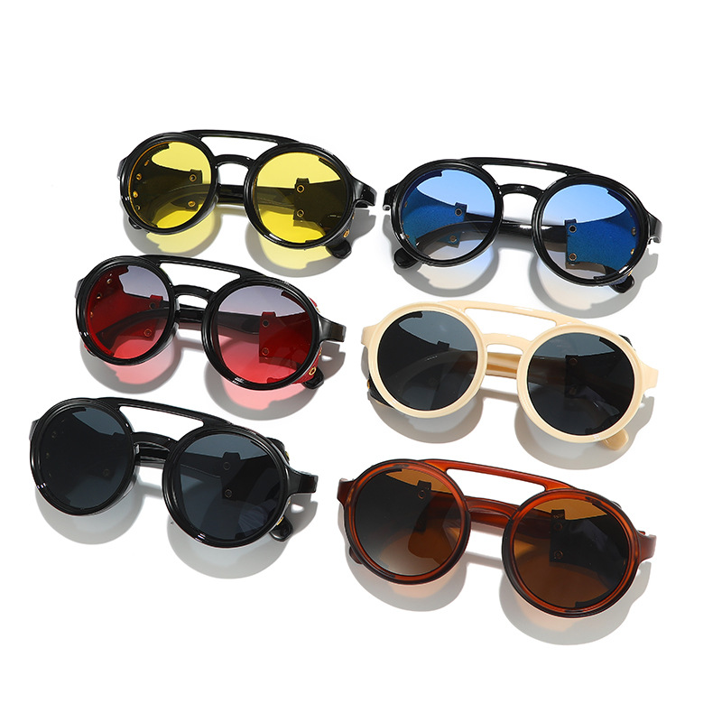 レトロなUVカットサングラス 男女兼用 レザーラウンドメガネ - Men'S Fashion Glasses のレビューと価格