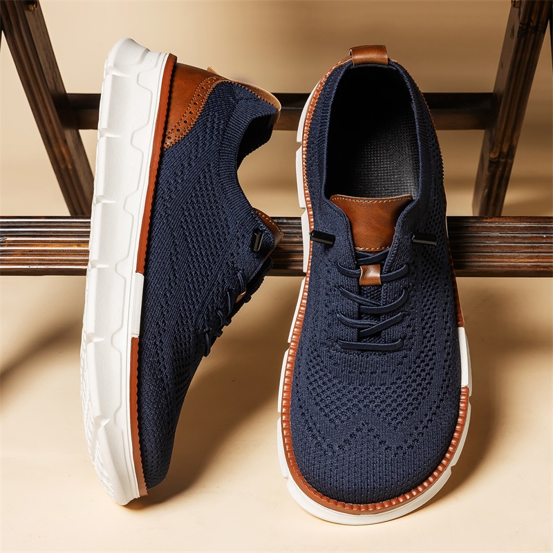 メンズワイドトゥニットドレスシューズ、スリッポン、通気性メッ - Oxford Shoes Brogue のレビューと価格