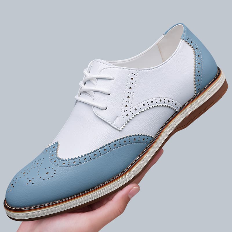メンズ ホワイト ブルー ツートーン ブローグ オックスフォ - Oxford Shoes Brogue のレビューと価格