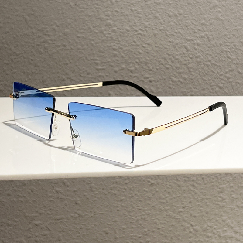 ファッショナブルなリムレス長方形サングラス、人気の男女兼用サ - Men'S Fashion Glasses のレビューと価格