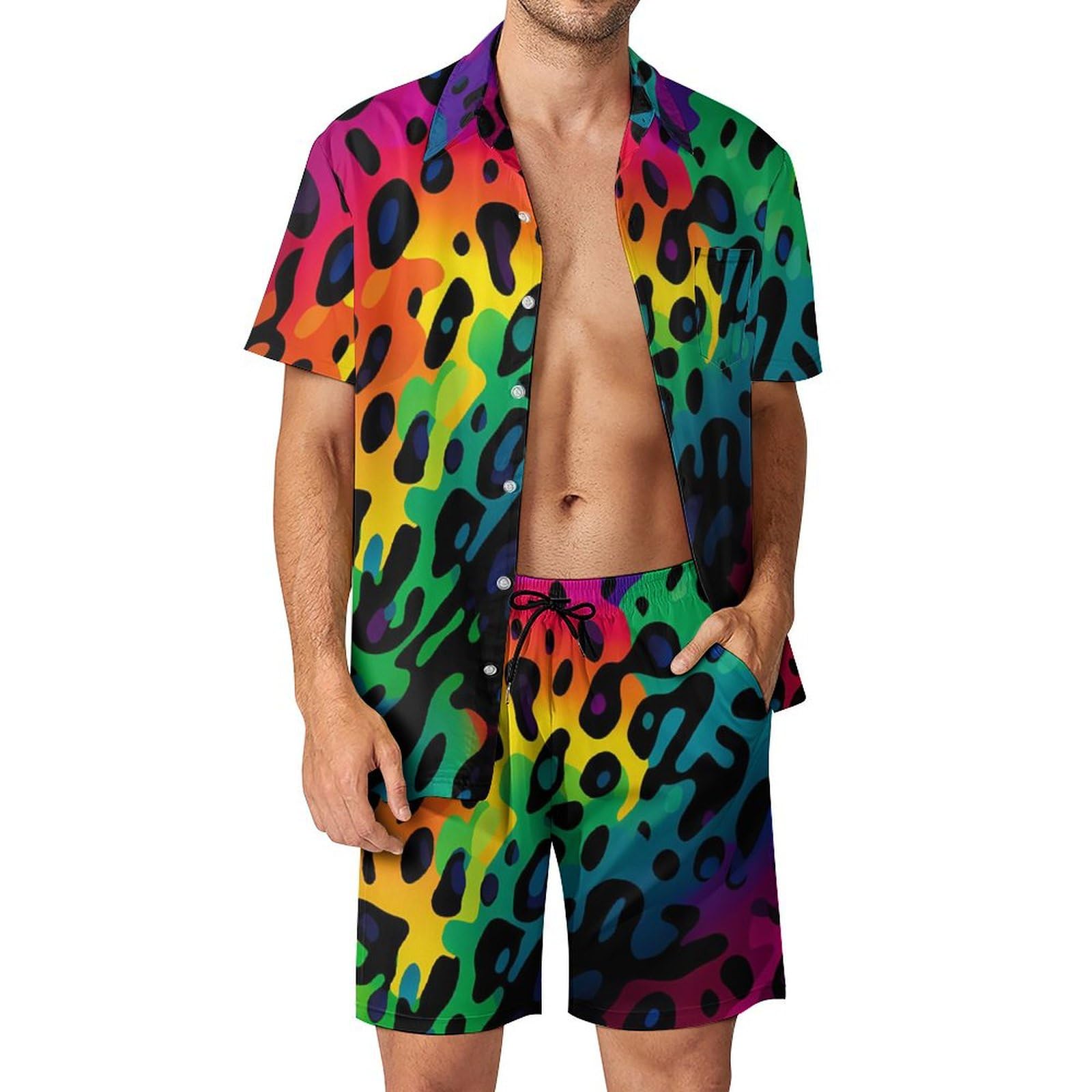 夏用不規則幾何学模様3Dプリントメンズシャツセットファッショ - Mens Fashion Suits のレビューと価格