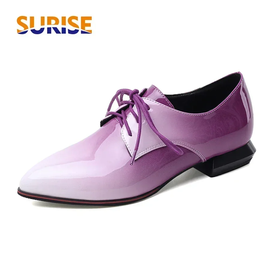 英国女性オックスフォードグラデーション赤紫パテントレザーフラ - Oxford Shoes Brogue のレビューと価格