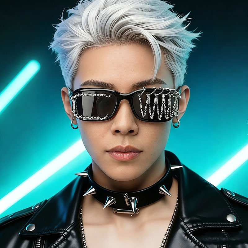 新しいファッショナブルな手作りパンクリベットチェーンダークゴ - Men'S Fashion Glasses のレビューと価格