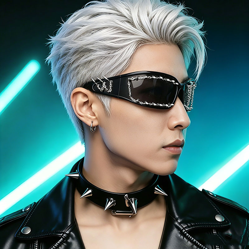 新しいファッショナブルな手作りパンクリベットチェーンダークゴ - Men'S Fashion Glasses のレビューと価格