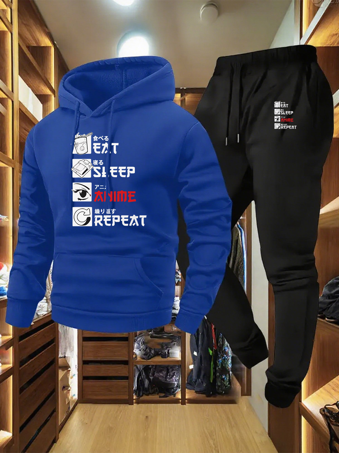 レタープリント メンズトラックスーツ パーカー + ジョガー - Jogger Sweatpants Men のレビューと価格