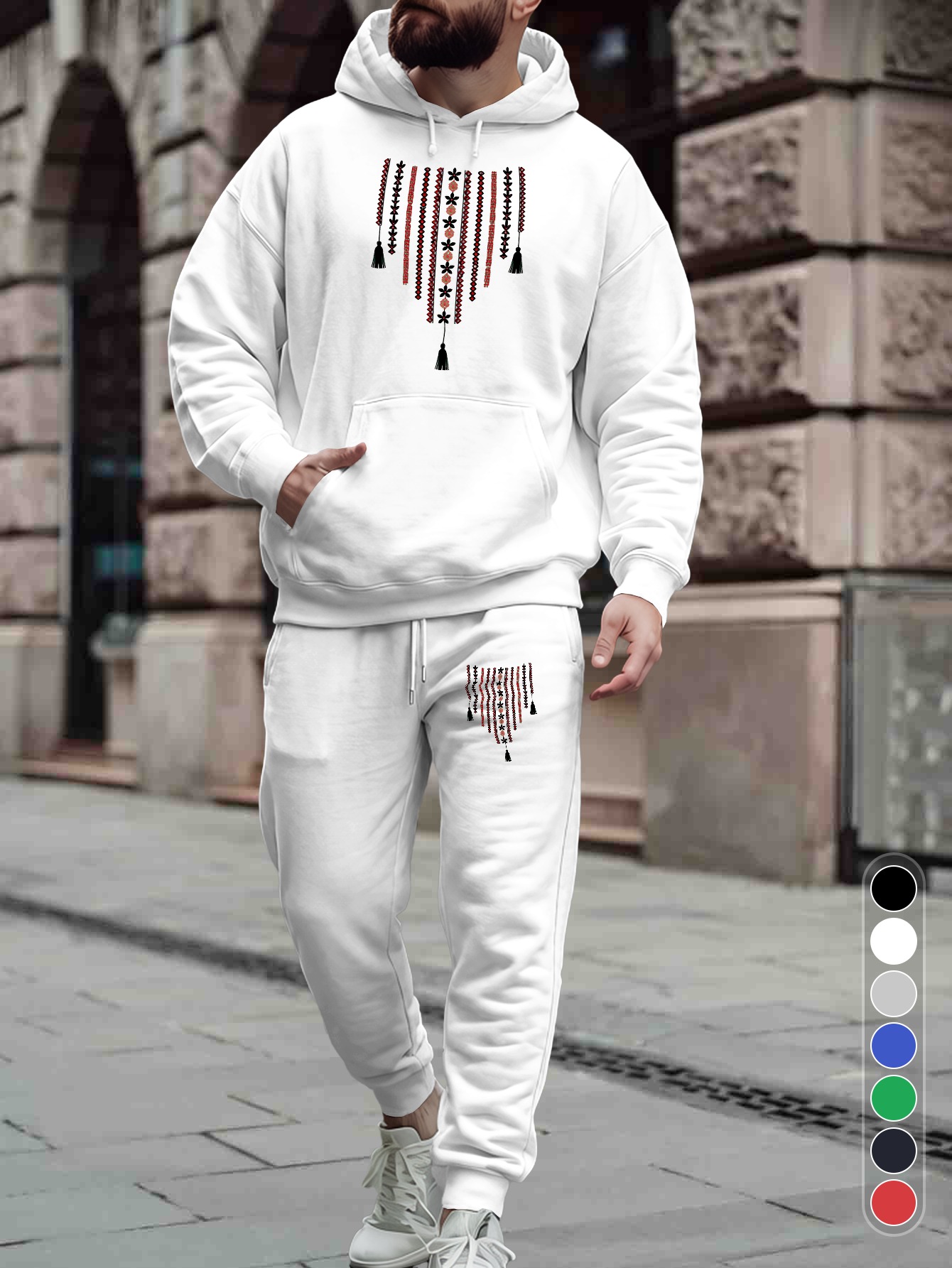 メンズ2ピーストラックスーツ モダンな幾何学模様の民族柄フー - Jogger Sweatpants Men のレビューと価格