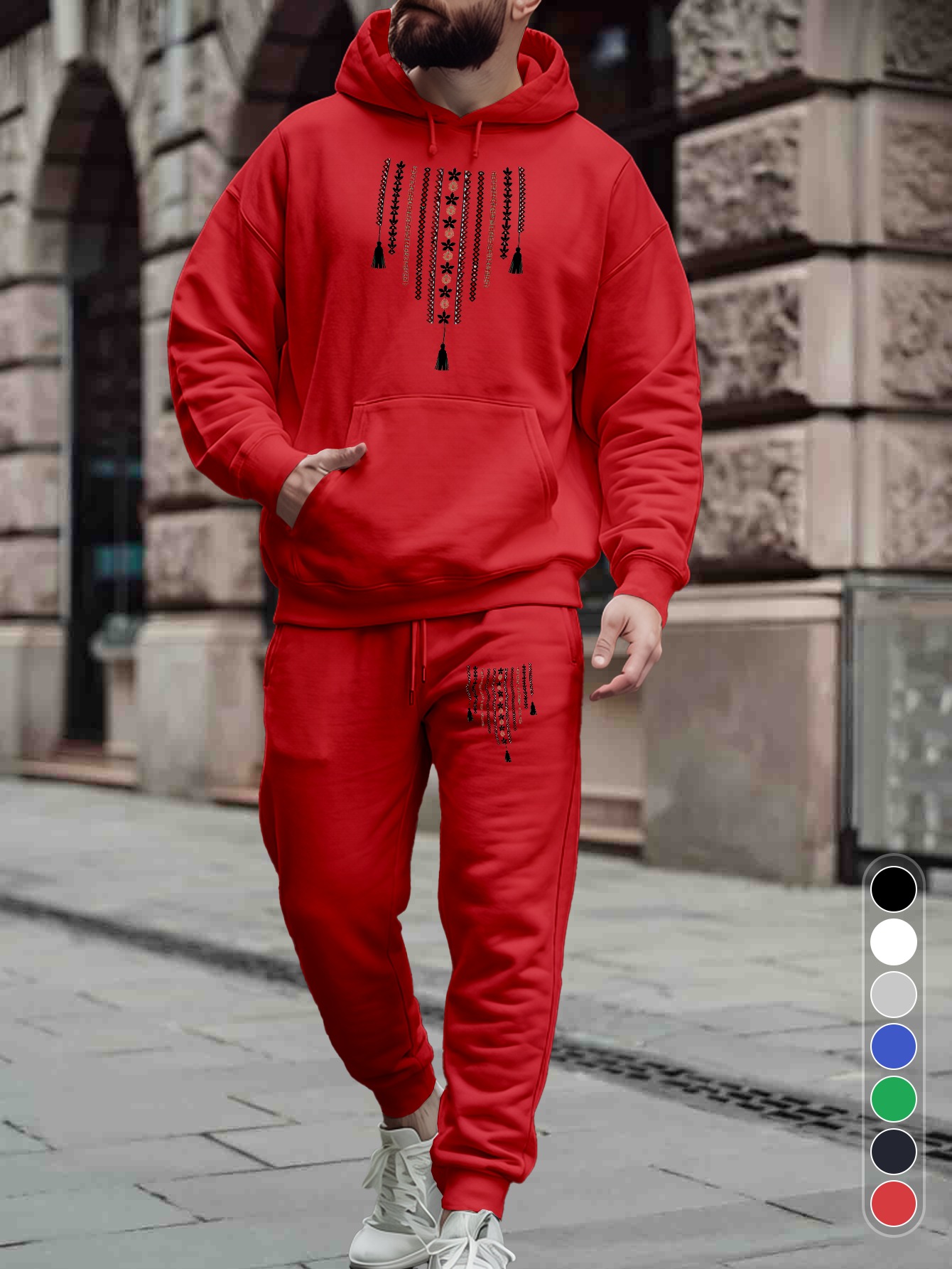 メンズ2ピーストラックスーツ モダンな幾何学模様の民族柄フー - Jogger Sweatpants Men のレビューと価格