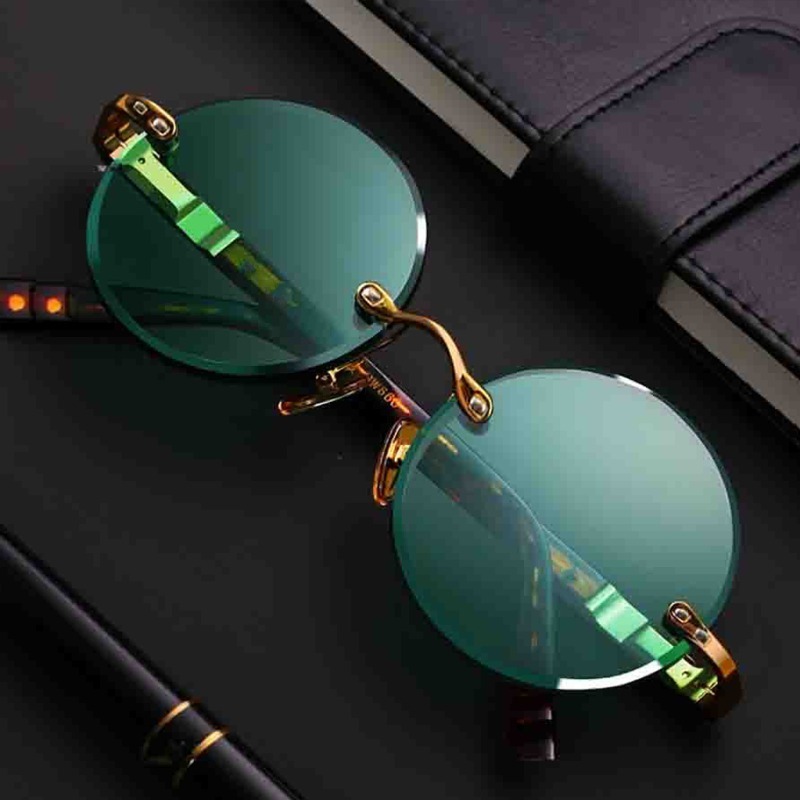 ファッションクラシックリムレスサングラス 男女兼用 ラウンド - Men'S Fashion Glasses のレビューと価格