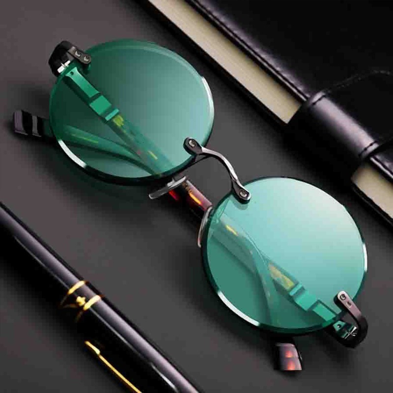 ファッションクラシックリムレスサングラス 男女兼用 ラウンド - Men'S Fashion Glasses のレビューと価格