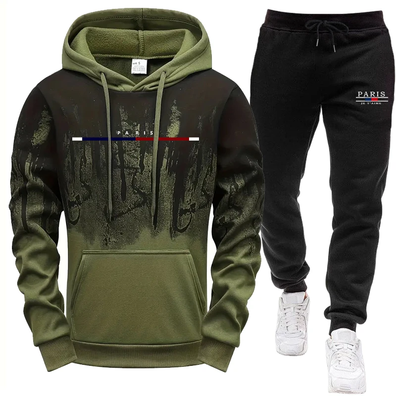 メンズセット/フーディー/パンツ 秋冬用 フード付きスウェッ - Jogger Sweatpants Men のレビューと価格
