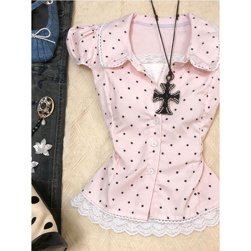 Kimotimo 甘い水玉模様半袖シャツ女性 2026 夏ラ - Men'S Fashion Aesthetics のレビューと価格