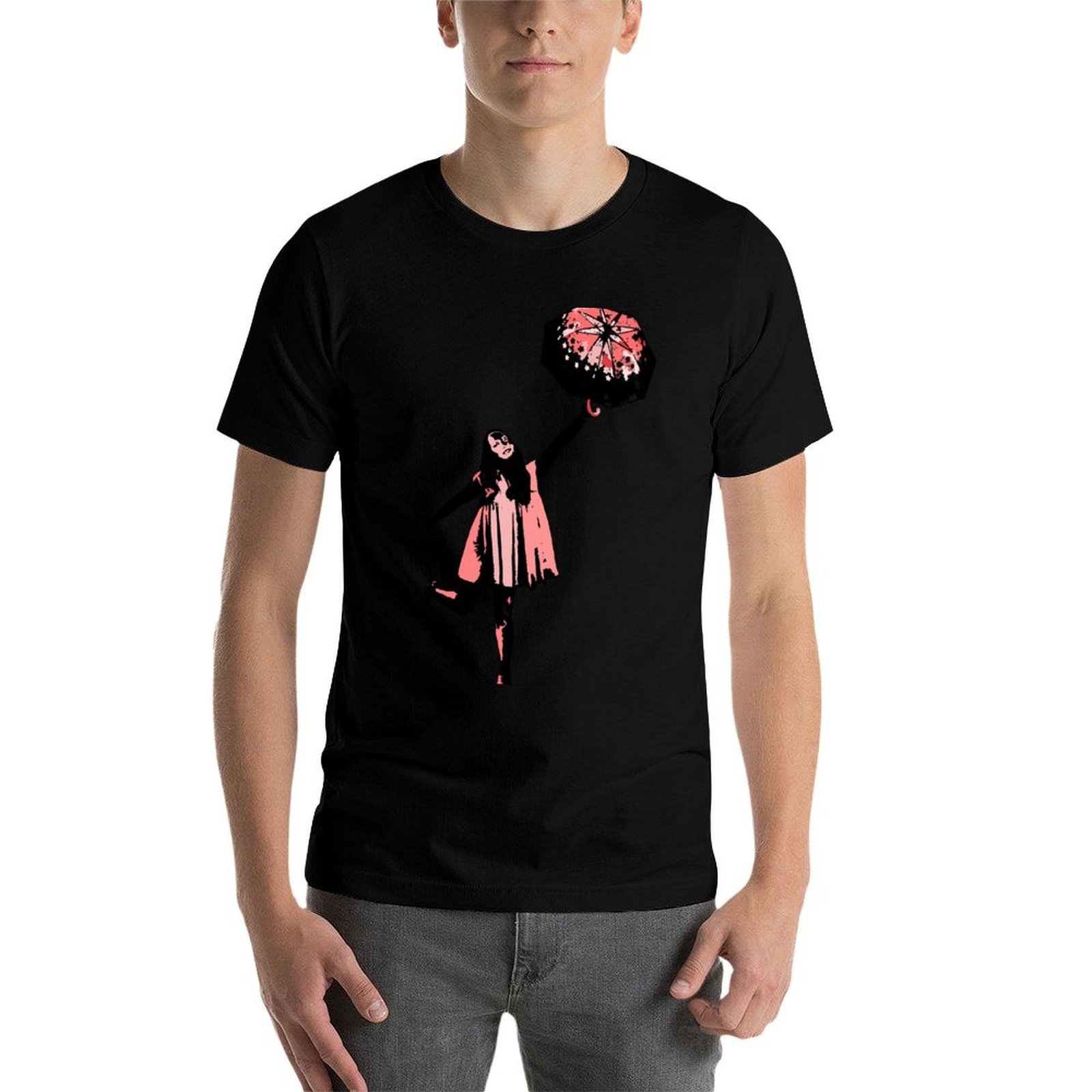 ピンクの傘柄Tシャツ、アニメ風の服、バレンタインデー向けのブ - Men'S Fashion Umbrella のレビューと価格