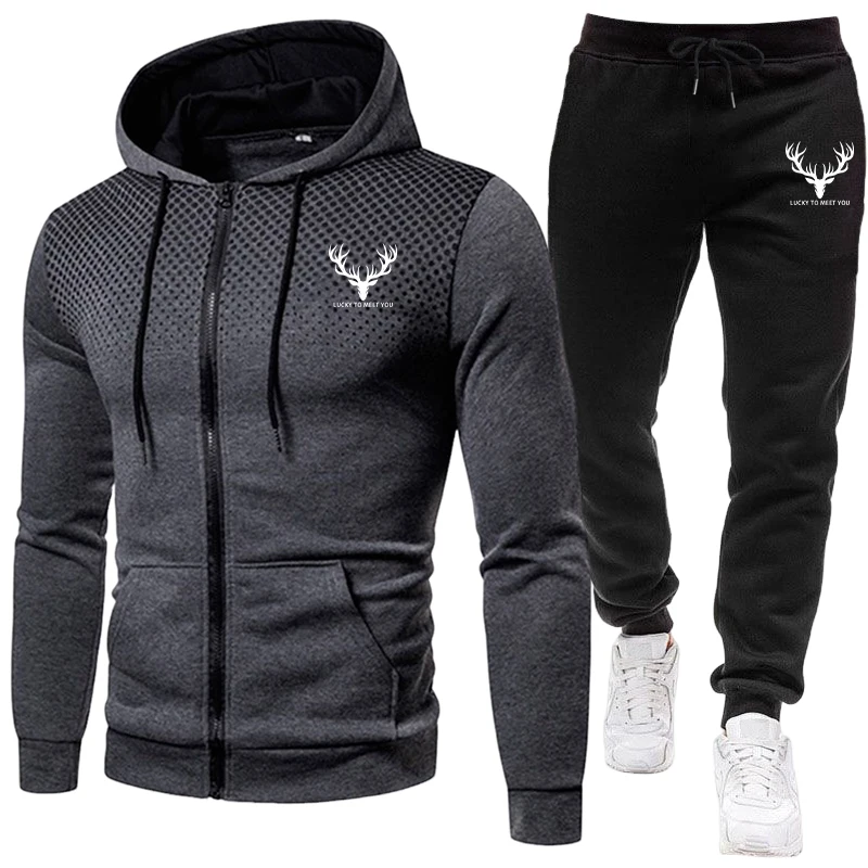 2026新作 メンズセット ジップアップパーカーと黒のスウェ - Jogger Sweatpants Men のレビューと価格