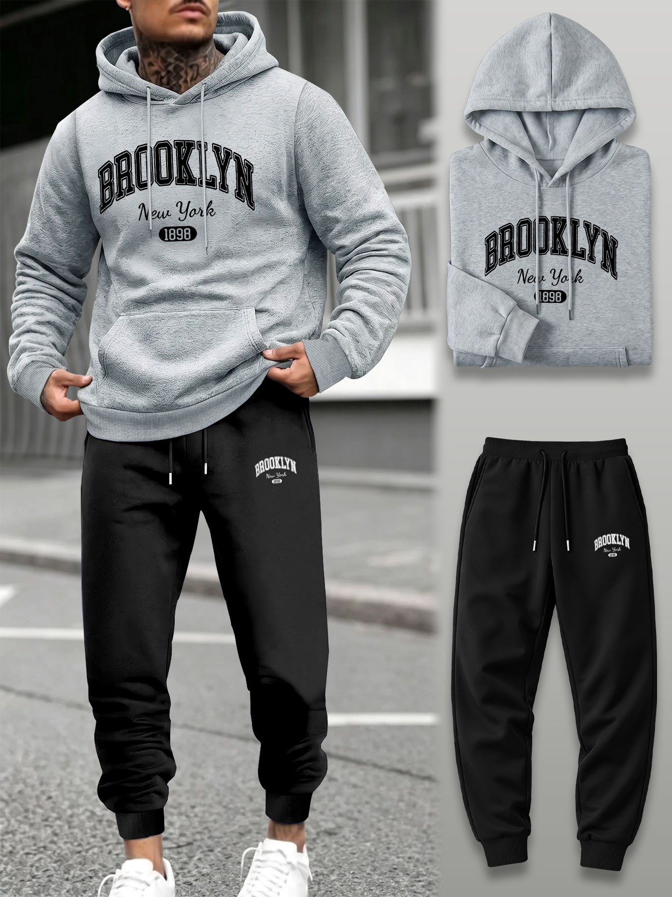 メンズ2ピーストラックスーツ フーディー ジョガーパンツセッ - Jogger Sweatpants Men のレビューと価格