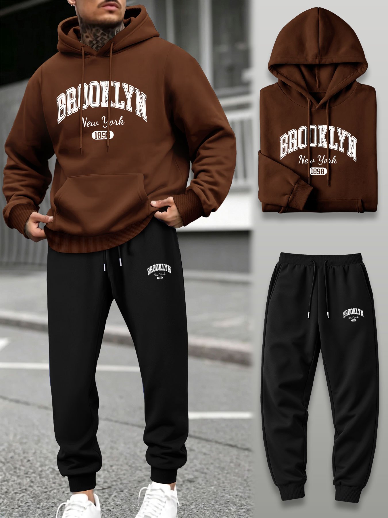 メンズ2ピーストラックスーツ フーディー ジョガーパンツセッ - Jogger Sweatpants Men のレビューと価格
