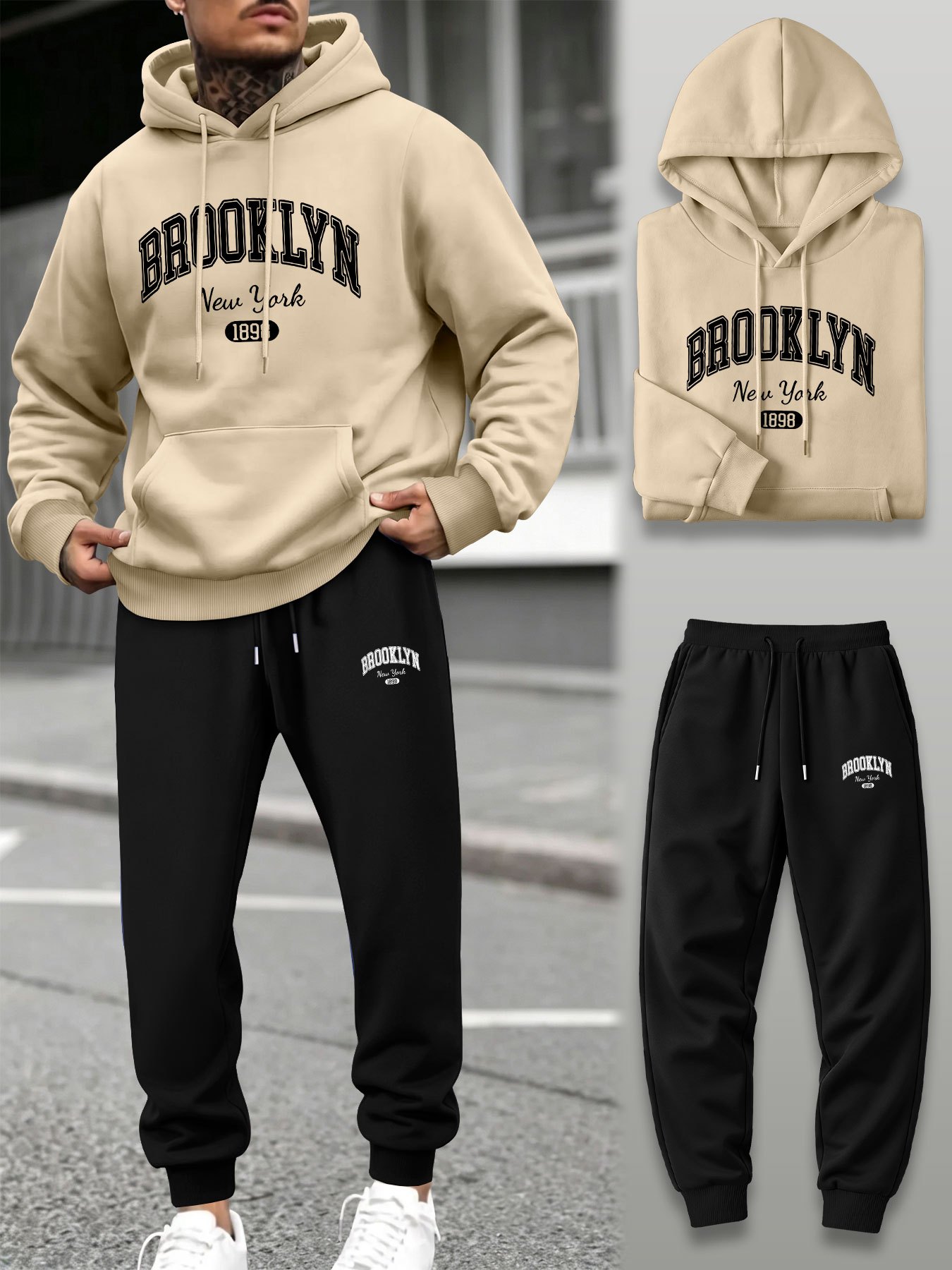 メンズ2ピーストラックスーツ フーディー ジョガーパンツセッ - Jogger Sweatpants Men のレビューと価格