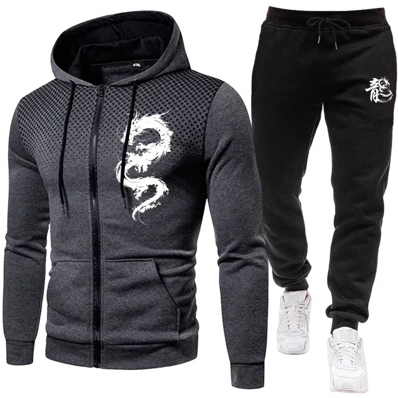 2026年新作 メンズトラックスーツ ドラゴン柄パーカーとス - Jogger Sweatpants Men のレビューと価格