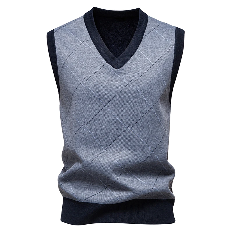 メンズニット暖かいセーター、秋と冬用、Vネックベスト、ダイヤ - Men'S Fashion V Neck Sweater のレビューと価格
